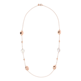 Long Necklace with Shiny Nuggets in Golden Rosé and Freshwater Cultured Pearls Ø 17 mm