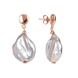 Pendant Earrings with Ming Baroque Cultured Freshwater Pearl Ø 15 mm