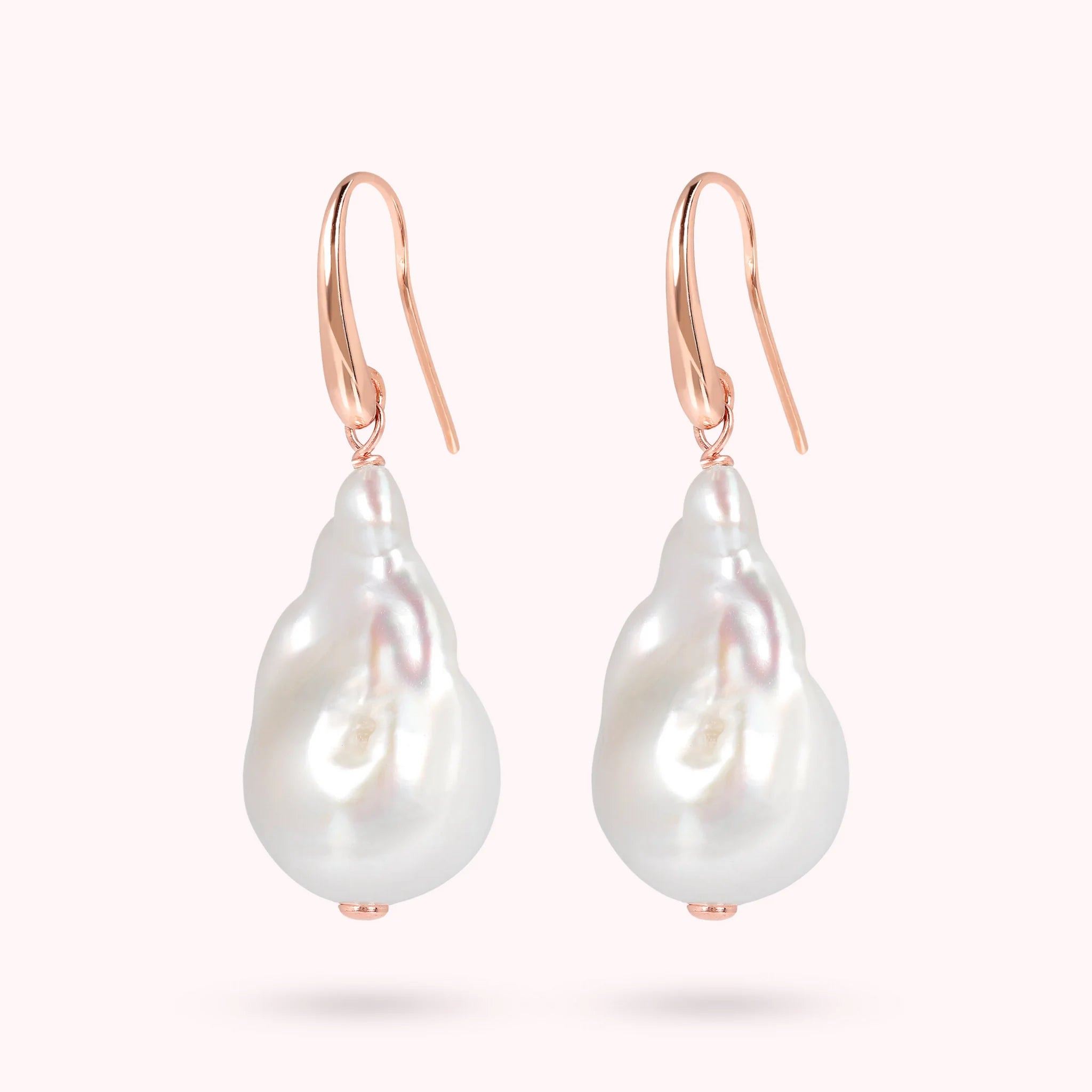 Pendants d'oreilles avec perles baroques d'eau douce blanches Ø 13 mm