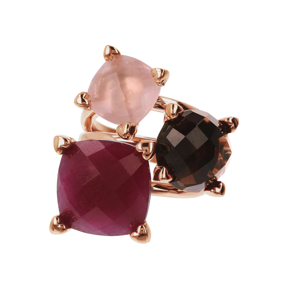 Three Gemstone Heart Ring