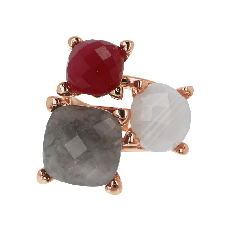Trilogy Ring with Natural Stones 