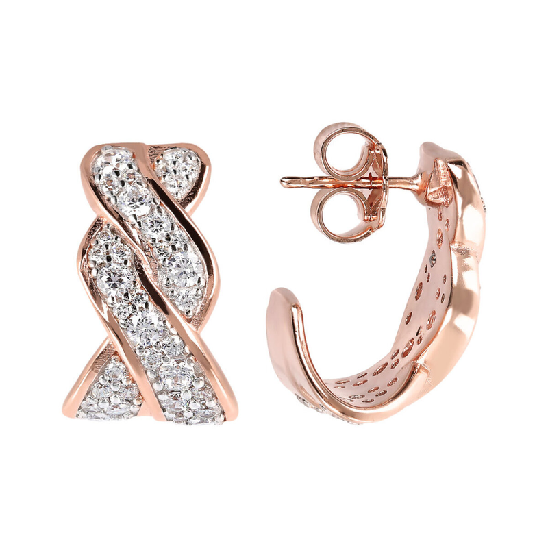 Stud Earring with Weaving in Cubic Zirconia Pavé