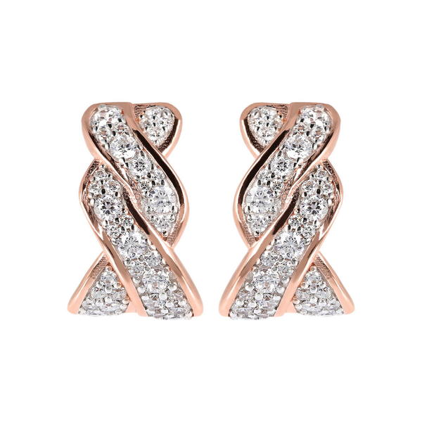 Stud Earring with Weaving in Cubic Zirconia Pavé