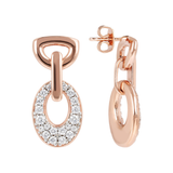 Oval Pendant Earrings with Pavé in Cubic Zirconia