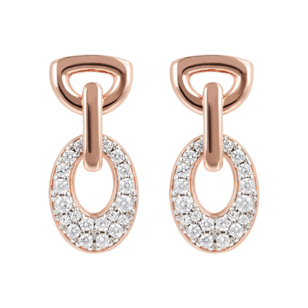 Oval Pendant Earrings with Pavé in Cubic Zirconia