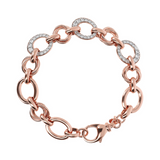 Bracelet with Round Alternating Links and Pavé Elements in Cubic Zirconia