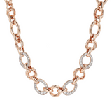 Rolo Chain Necklace with Pavé Elements in Cubic Zirconia