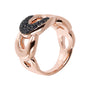 Band Ring with Horseshoe Links and Pavé
