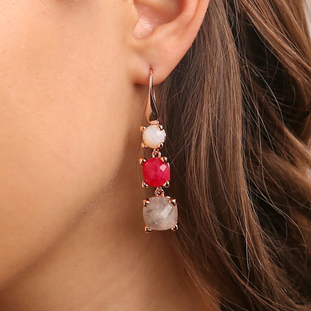 Three Stone Chandelier Earrings