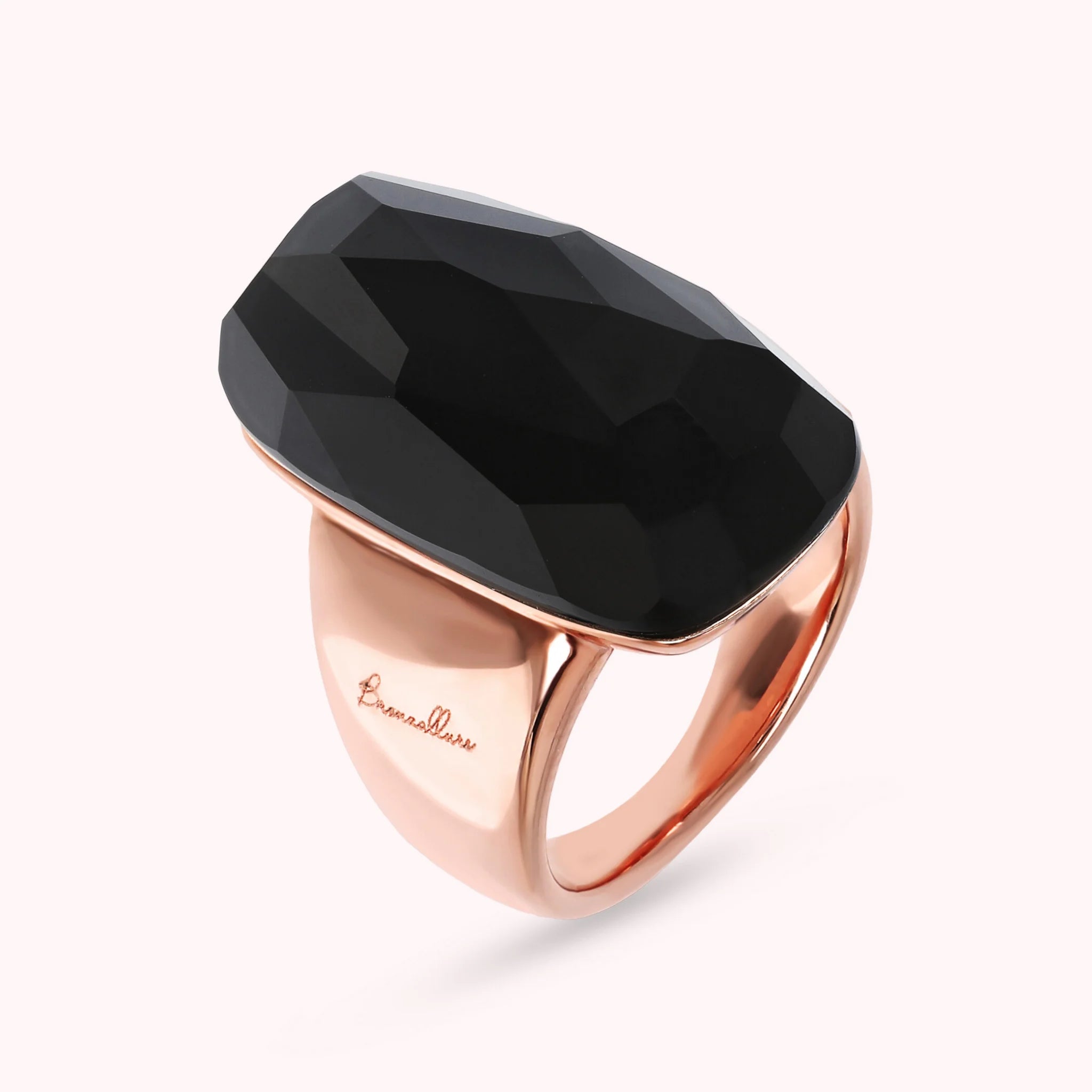 Anello Chevalier con Pietra Naturale Rettangolare Sfaccettata