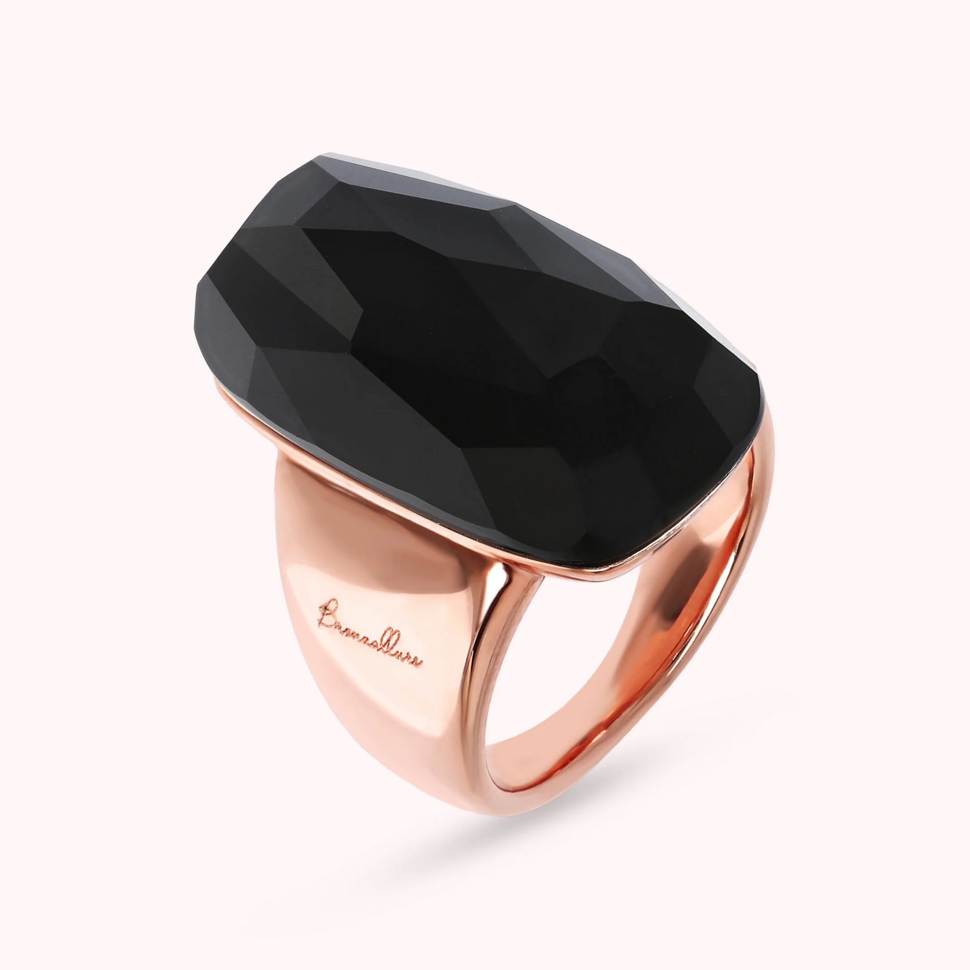 Anello Chevalier con Pietra Naturale Rettangolare Sfaccettata