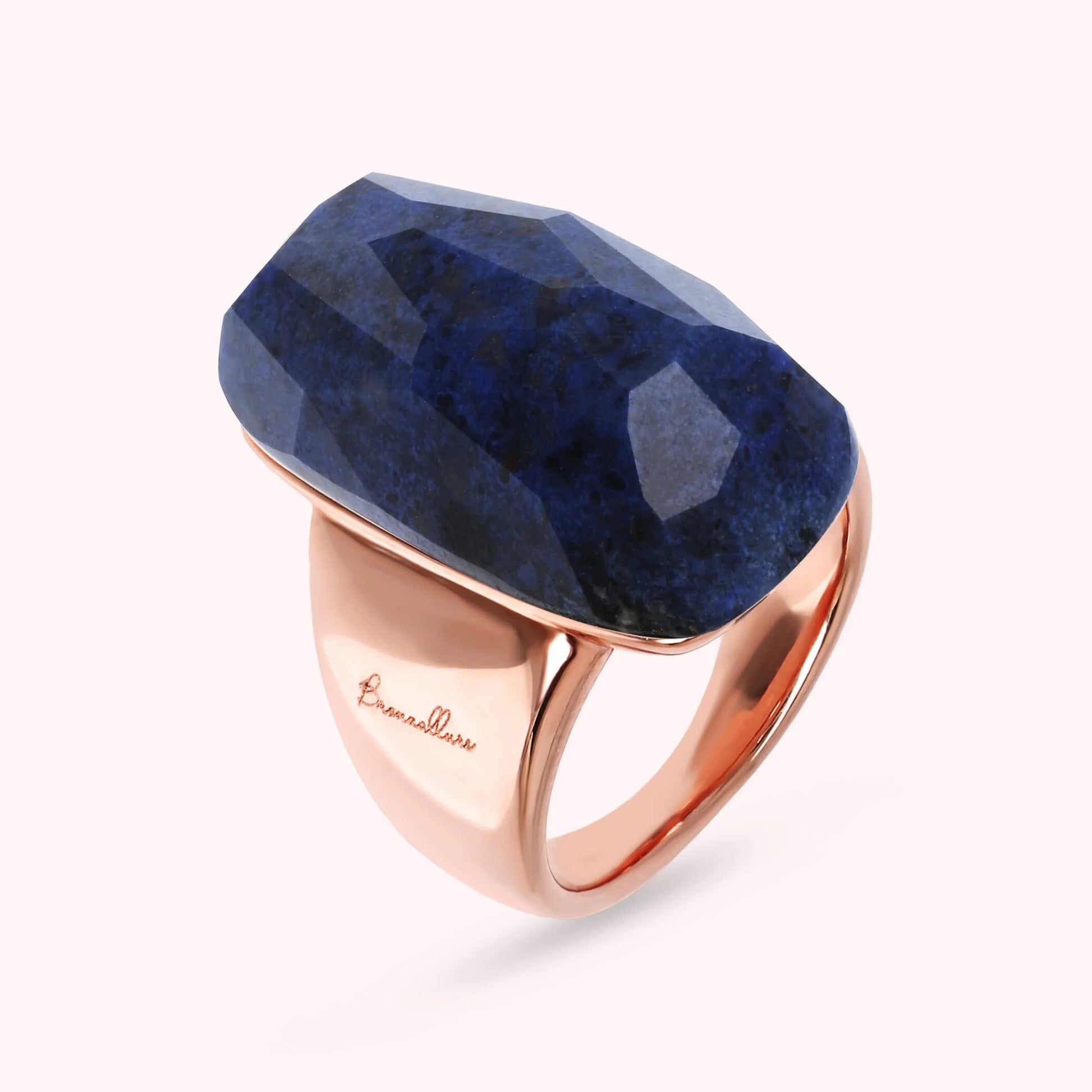 Anello Chevalier con Pietra Naturale Rettangolare Sfaccettata