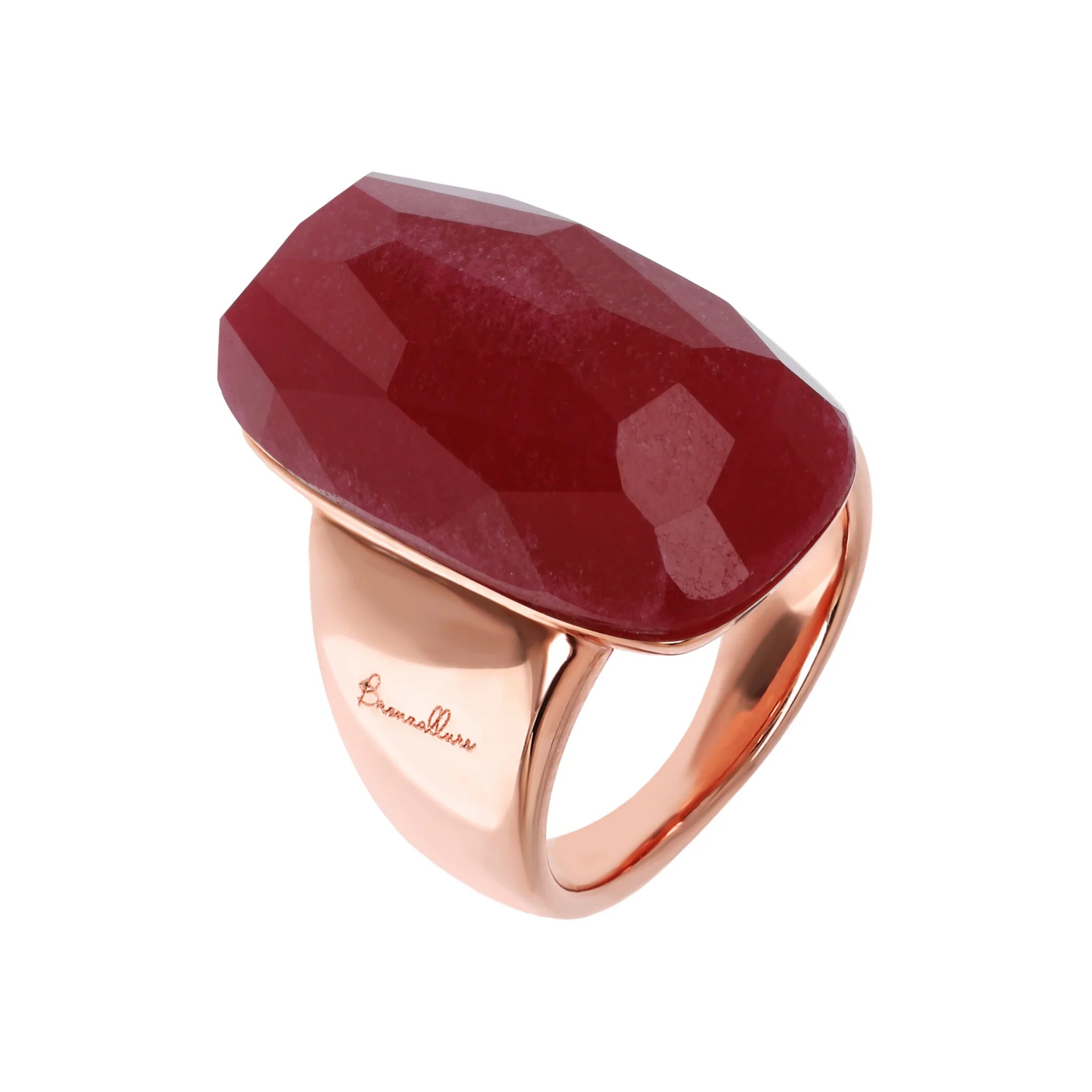 Anello Chevalier con Pietra Naturale Rettangolare Sfaccettata