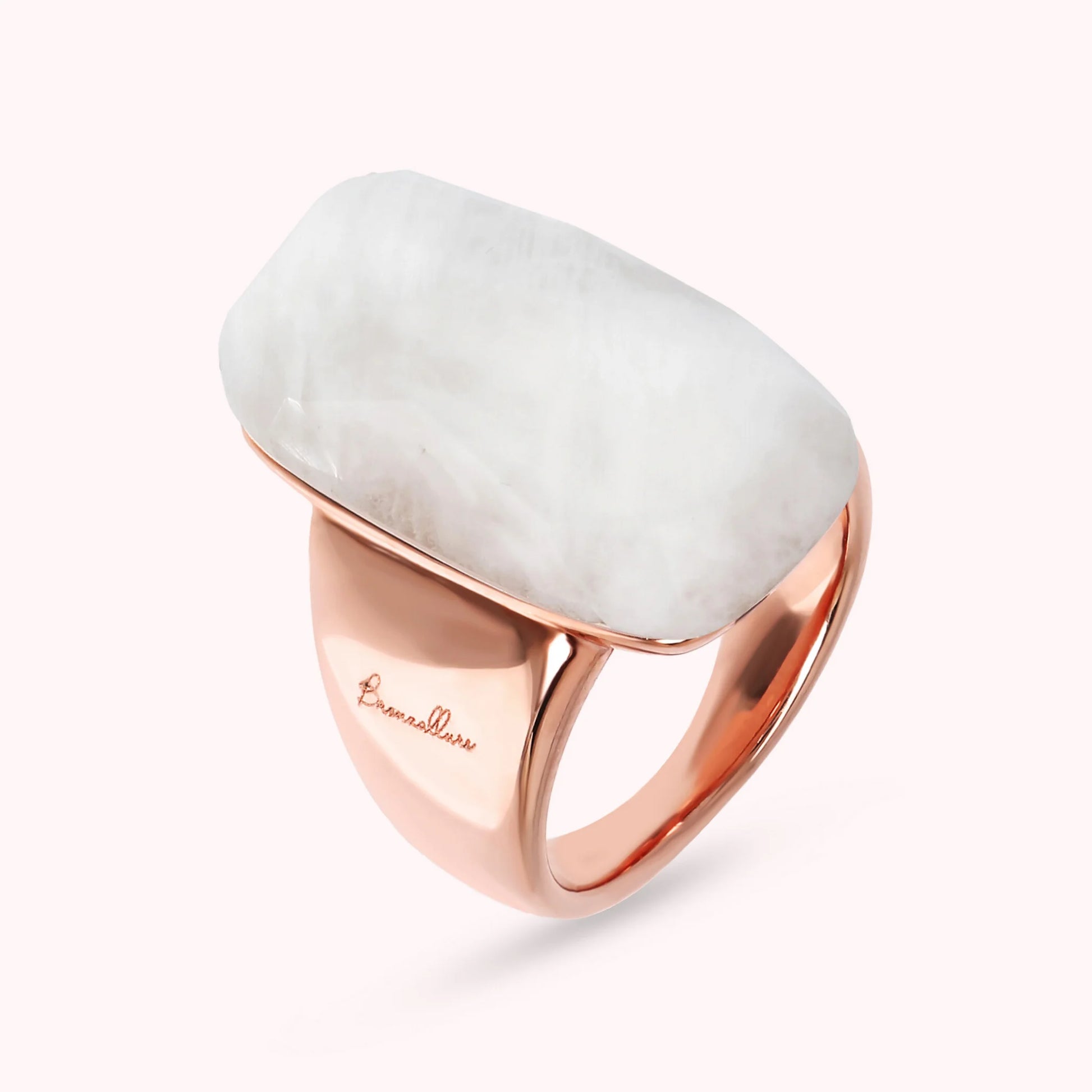 Anello Chevalier con Pietra Naturale Rettangolare Sfaccettata