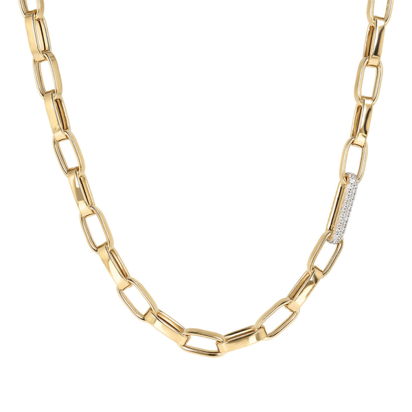 Golden Necklace Thick Forzatina Chain and Pavé Detail