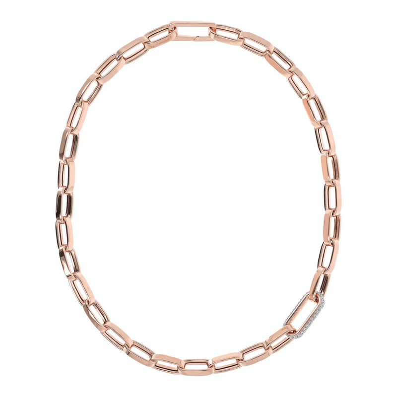 Thick Forzatina Chain Necklace and Pavé Detail