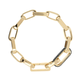 Bracelet chaîne épaisse trombone doré avec élément pavé