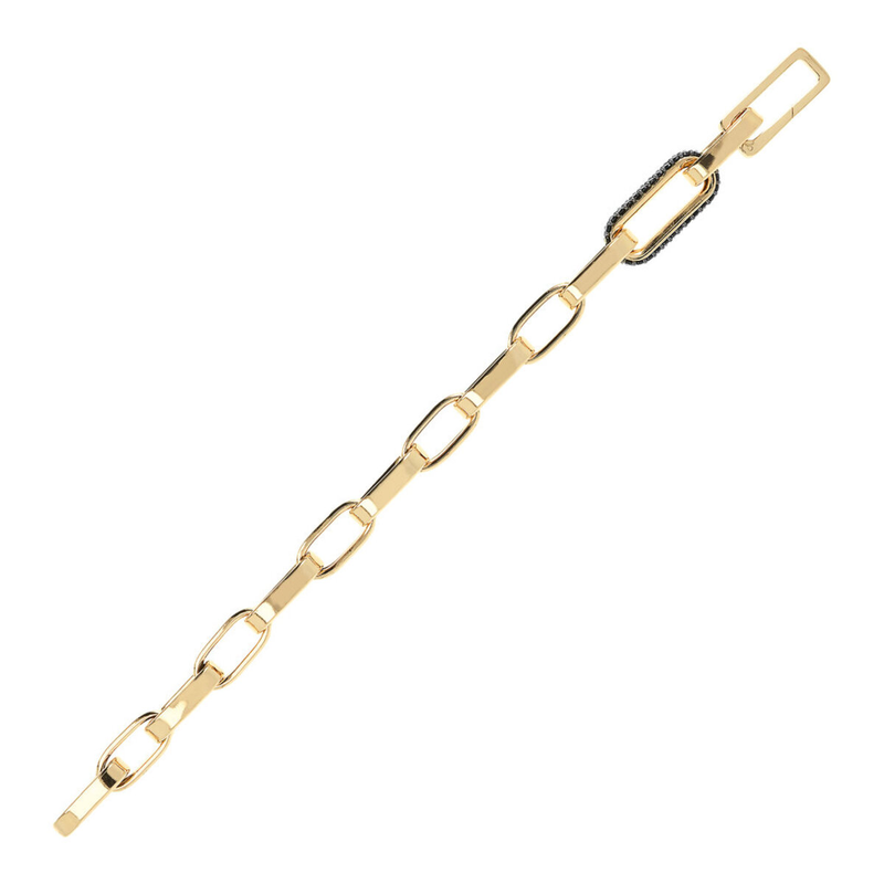 Bracelet chaîne épaisse trombone doré avec élément pavé
