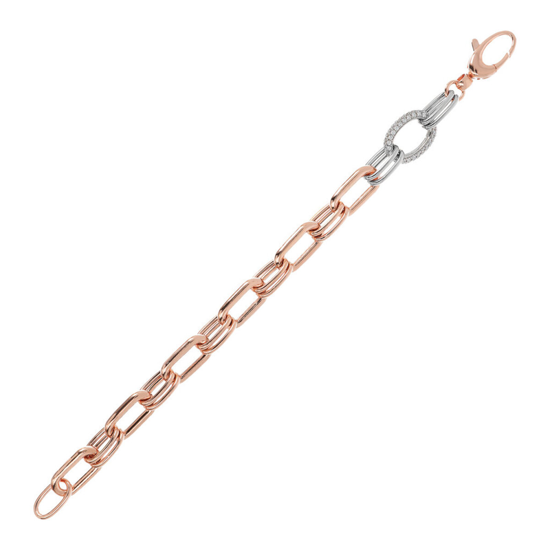 Alternate Link Bracelet with Pavé Element in Cubic Zirconia