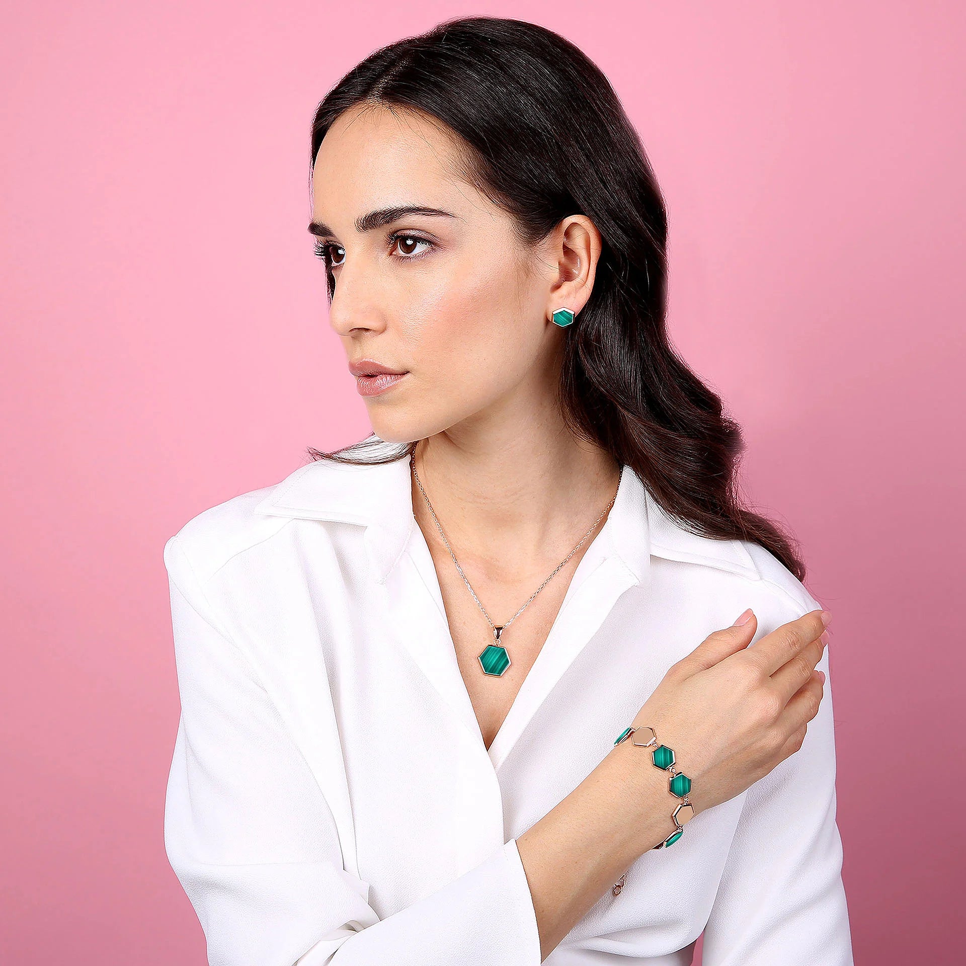 Bracciale con Elementi Esagonali in Pietra Naturale