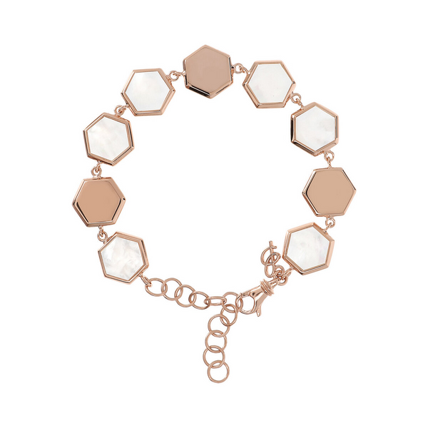 Bracelet avec éléments hexagonaux en pierre naturelle