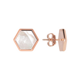 Lobe Earrings with Hexagon in Natural Stone