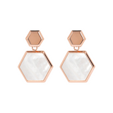 Natural Stone Hexagon Pendant Earrings