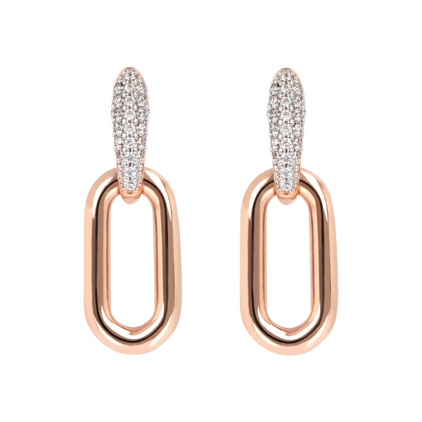 Pendant Earrings with Oval Mesh and Pavé