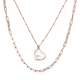 Forzatina Multistrand Necklace and Rosary Chain with Heart Pendant in Natural Stone