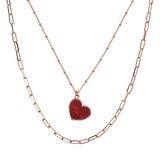 Forzatina Multistrand Necklace and Rosary Chain with Heart Pendant in Natural Stone