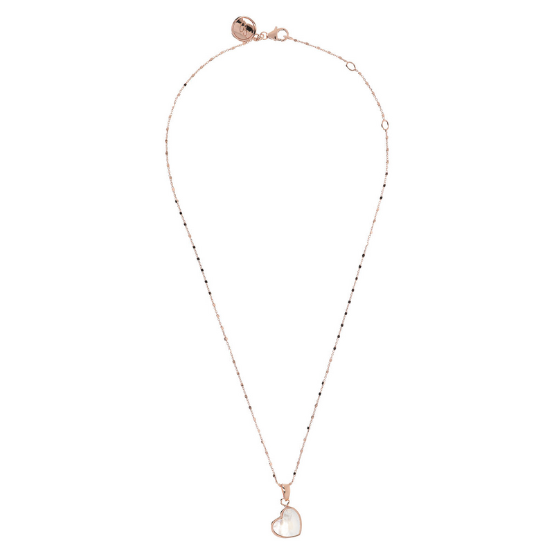 Rosenkranz-Halskette mit kleinem Herzanhänger aus Naturstein