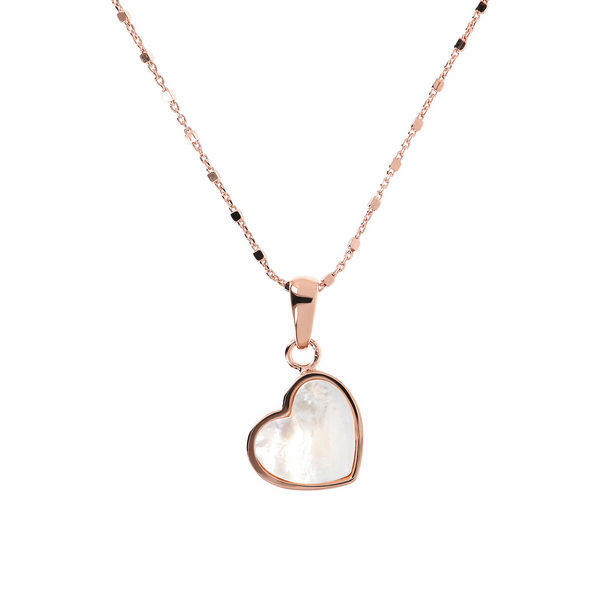 Rosenkranz-Halskette mit kleinem Herzanhänger aus Naturstein