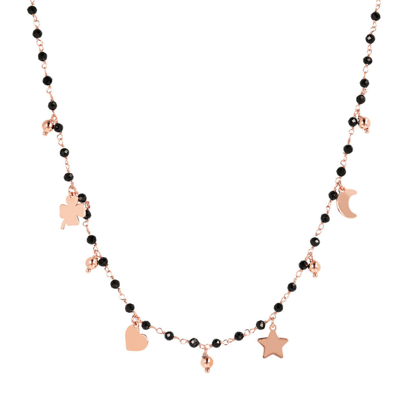 Rosary Necklace with Pendants and Natural Stones