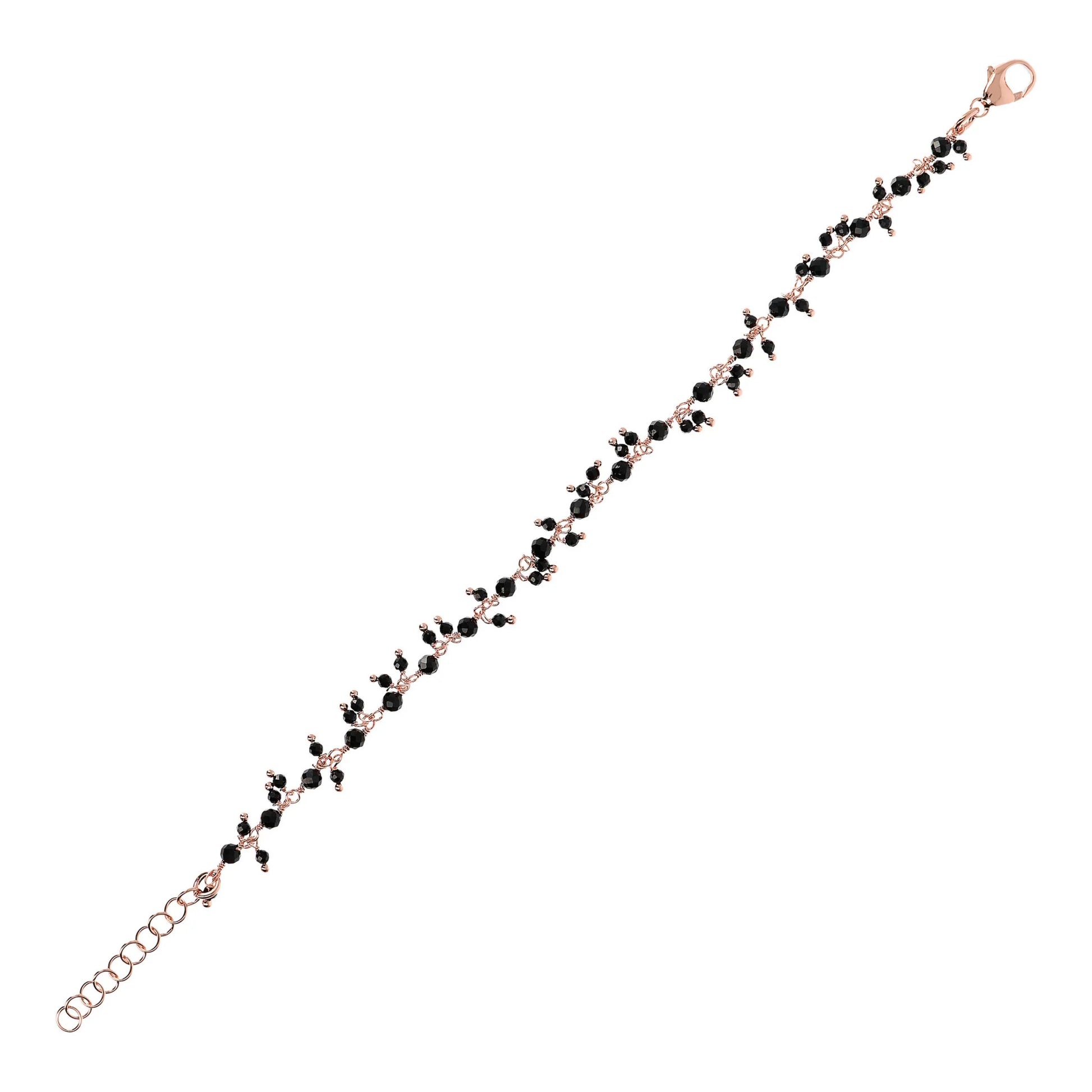 Bracciale con Piccoli Ciondoli in Pietra Naturale Spinello Nero