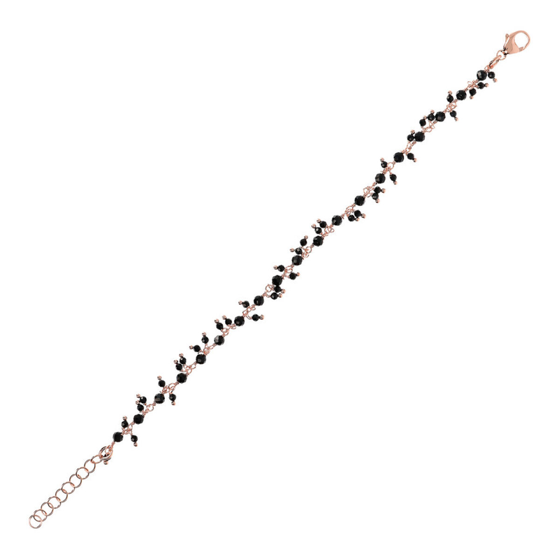 Armband mit kleinen Charms aus schwarzem Spinell-Naturstein