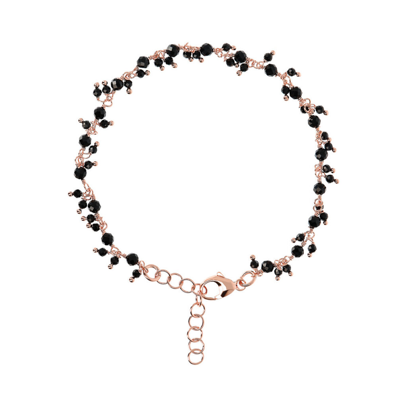 Bracelet with Small Charms in Black Spinel Natural Stone