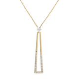 Golden Necklace with Geometric Pendant in Cubic Zirconia
