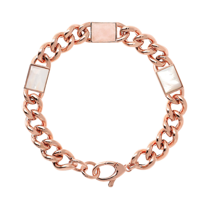 Grumetta Chain Bracelet and Rectangular Elements in Mother of Pearl and Natural Stones