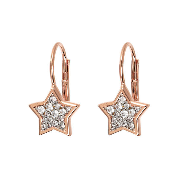 Pendant Earrings with Star in Cubic Zirconia