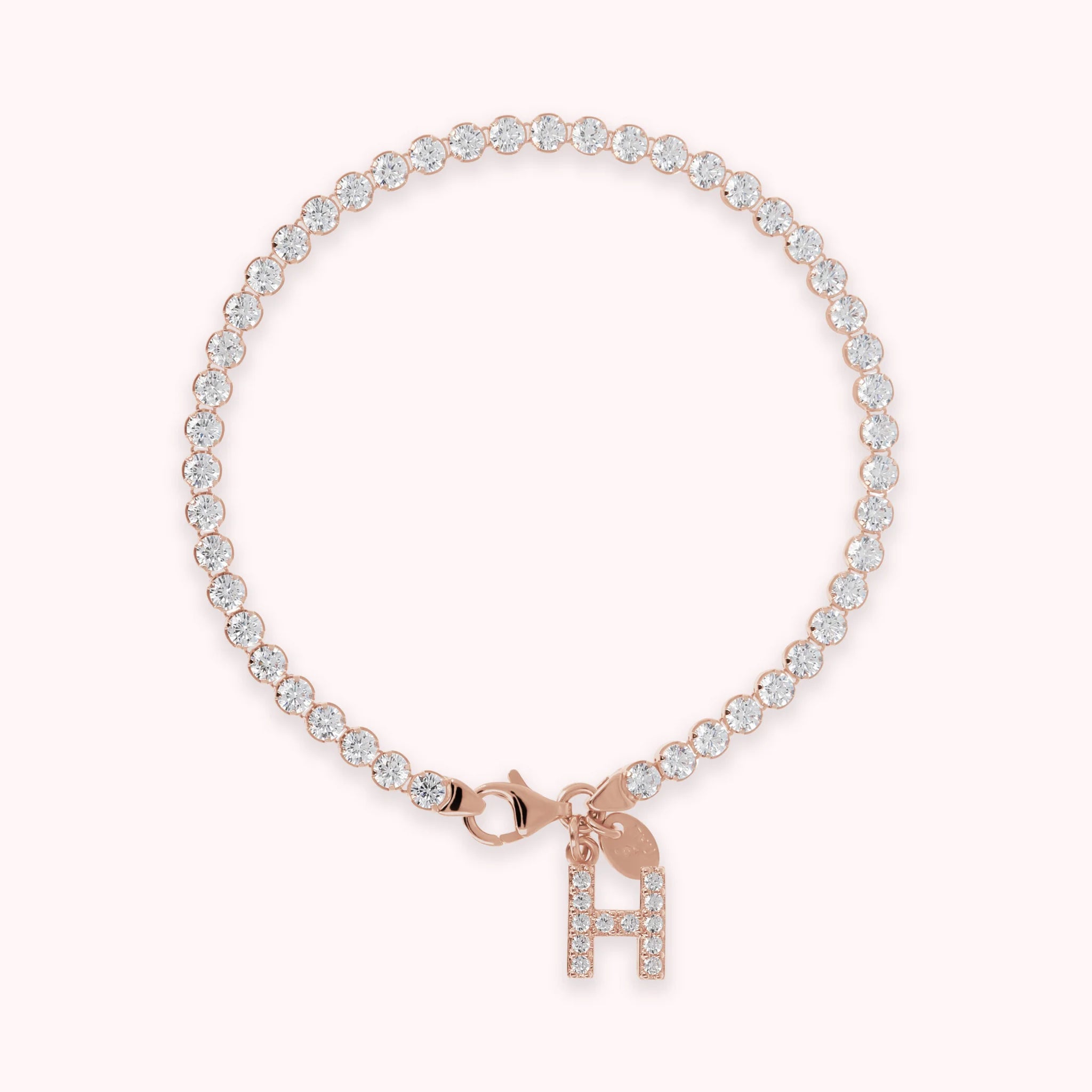 Bracciale Tennis in Cubic Zirconia con Ciondolo Lettera Pavé
