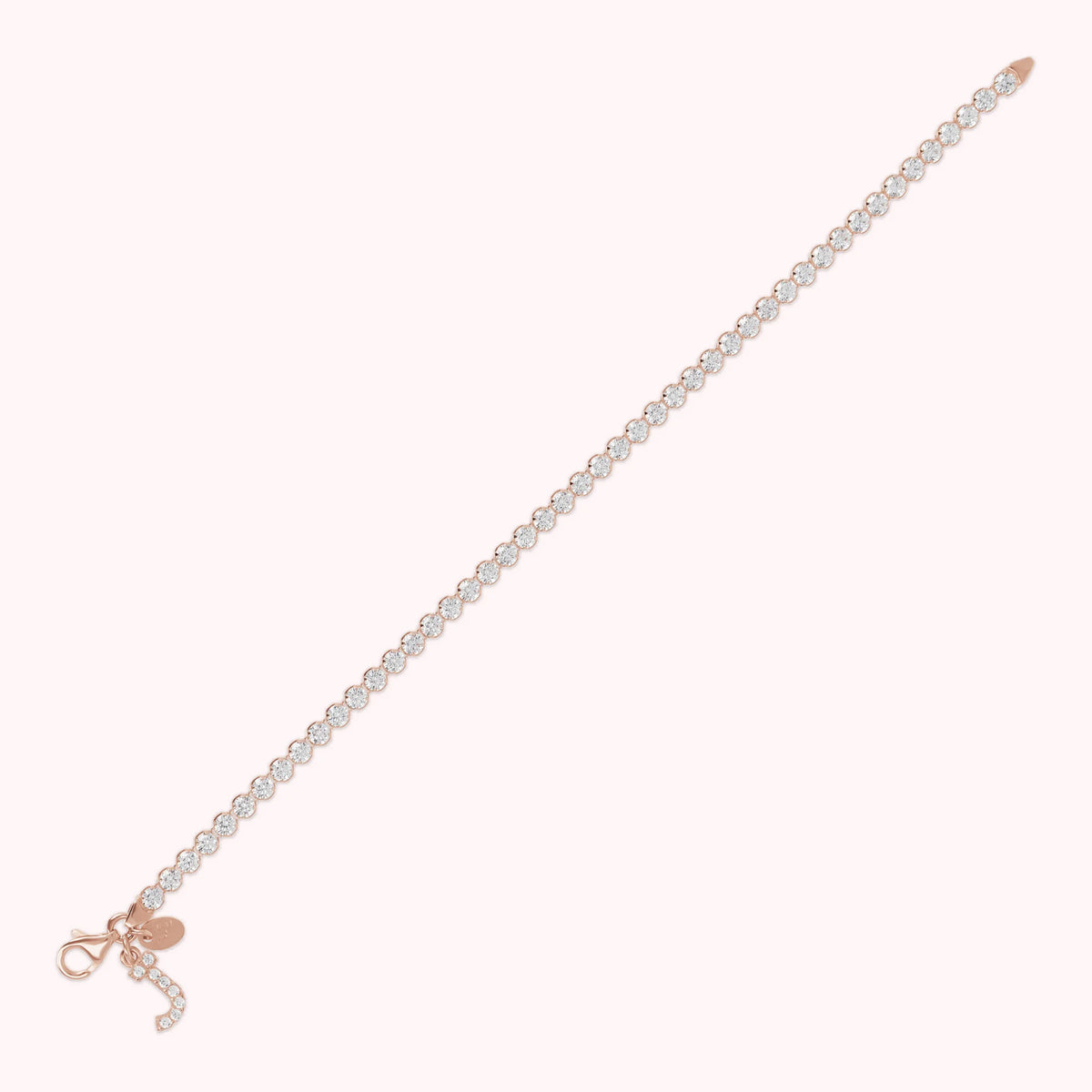 Bracciale Tennis in Cubic Zirconia con Ciondolo Lettera Pavé