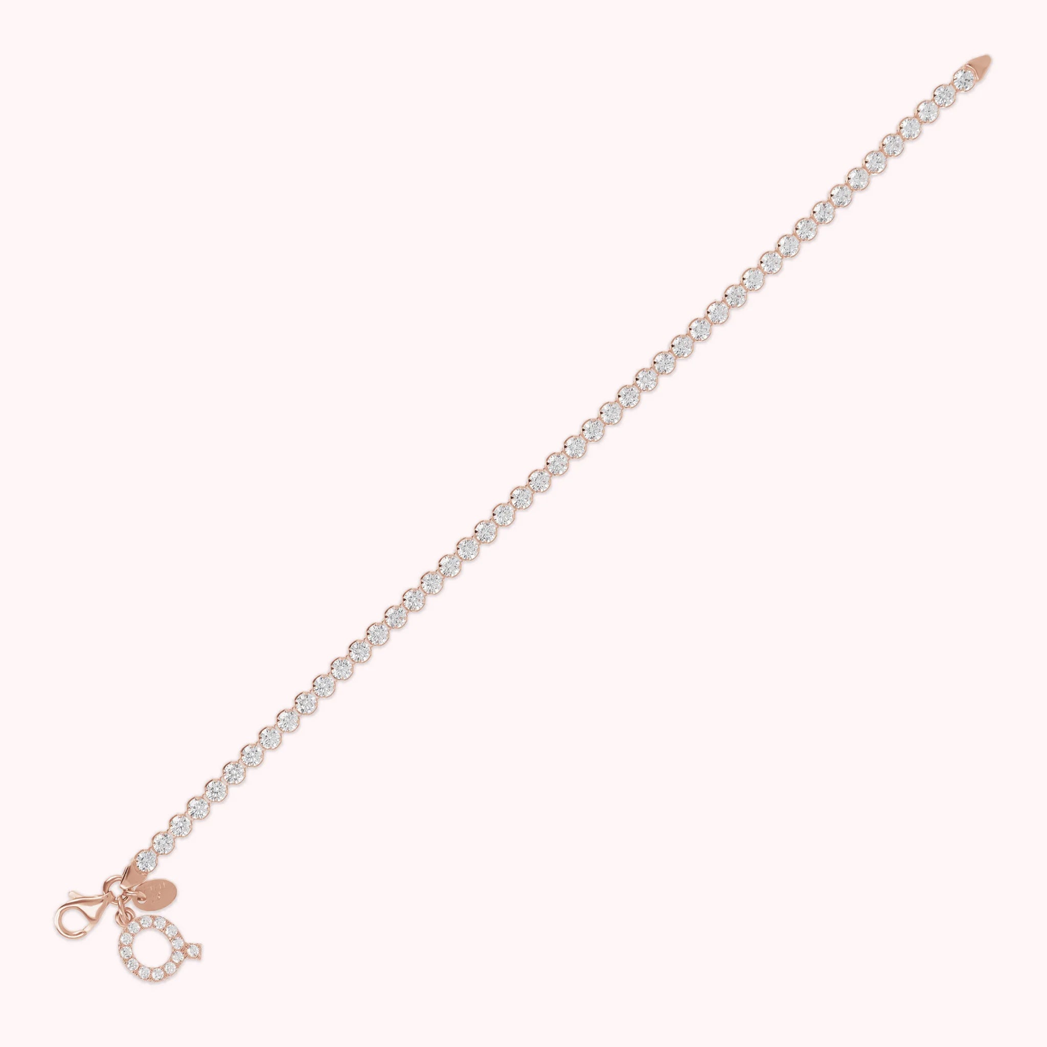 Bracciale Tennis in Cubic Zirconia con Ciondolo Lettera Pavé
