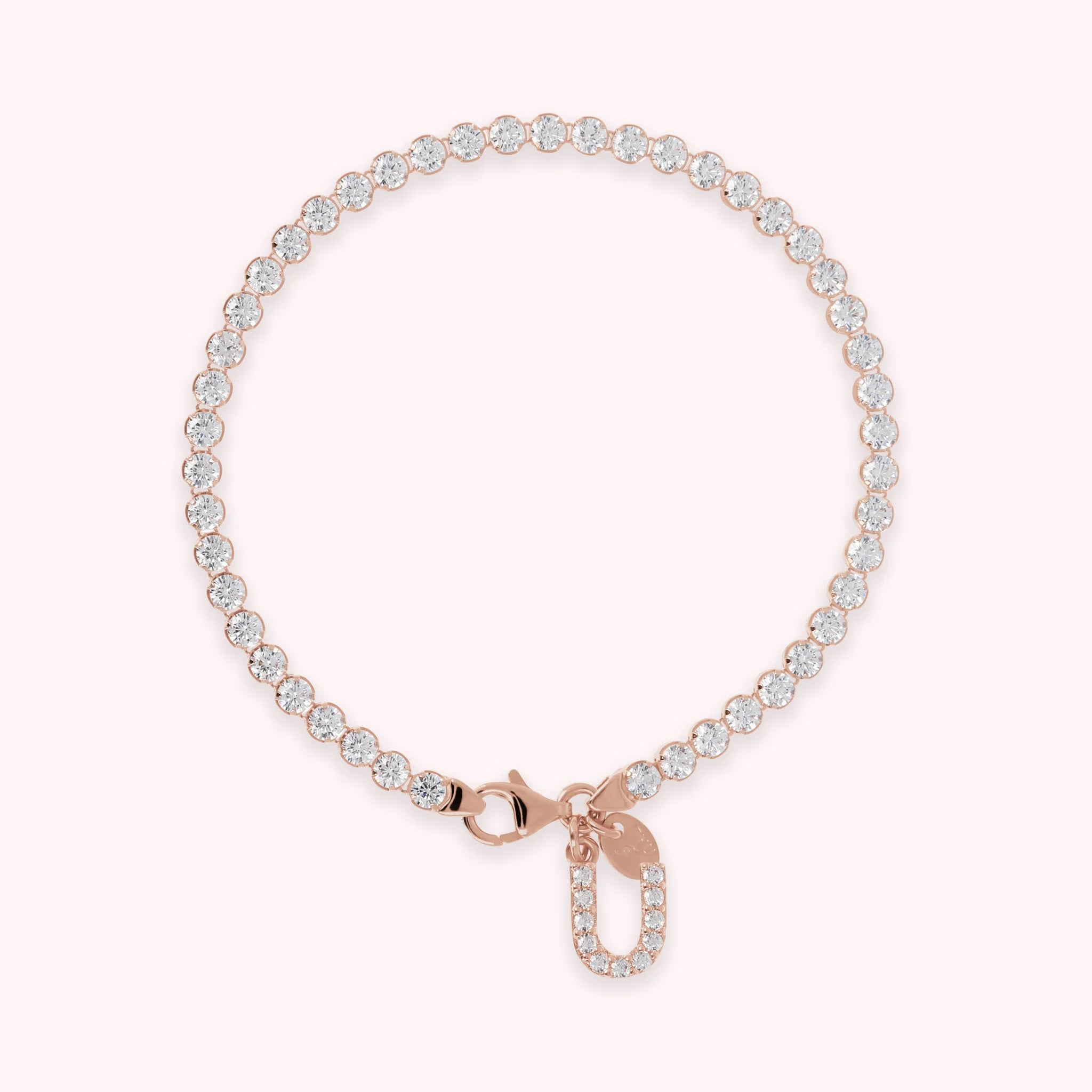 Bracciale Tennis in Cubic Zirconia con Ciondolo Lettera Pavé