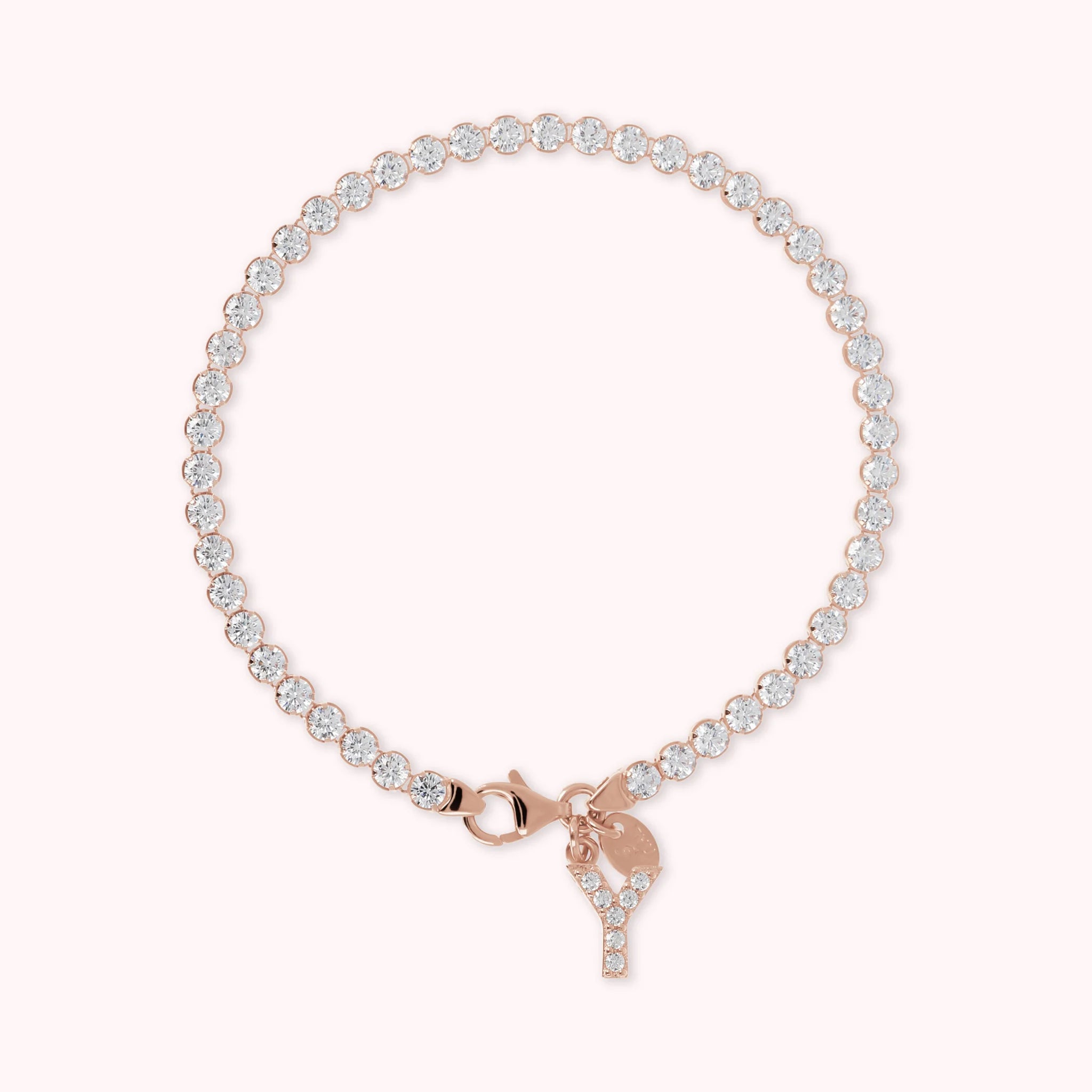 Bracciale Tennis in Cubic Zirconia con Ciondolo Lettera Pavé
