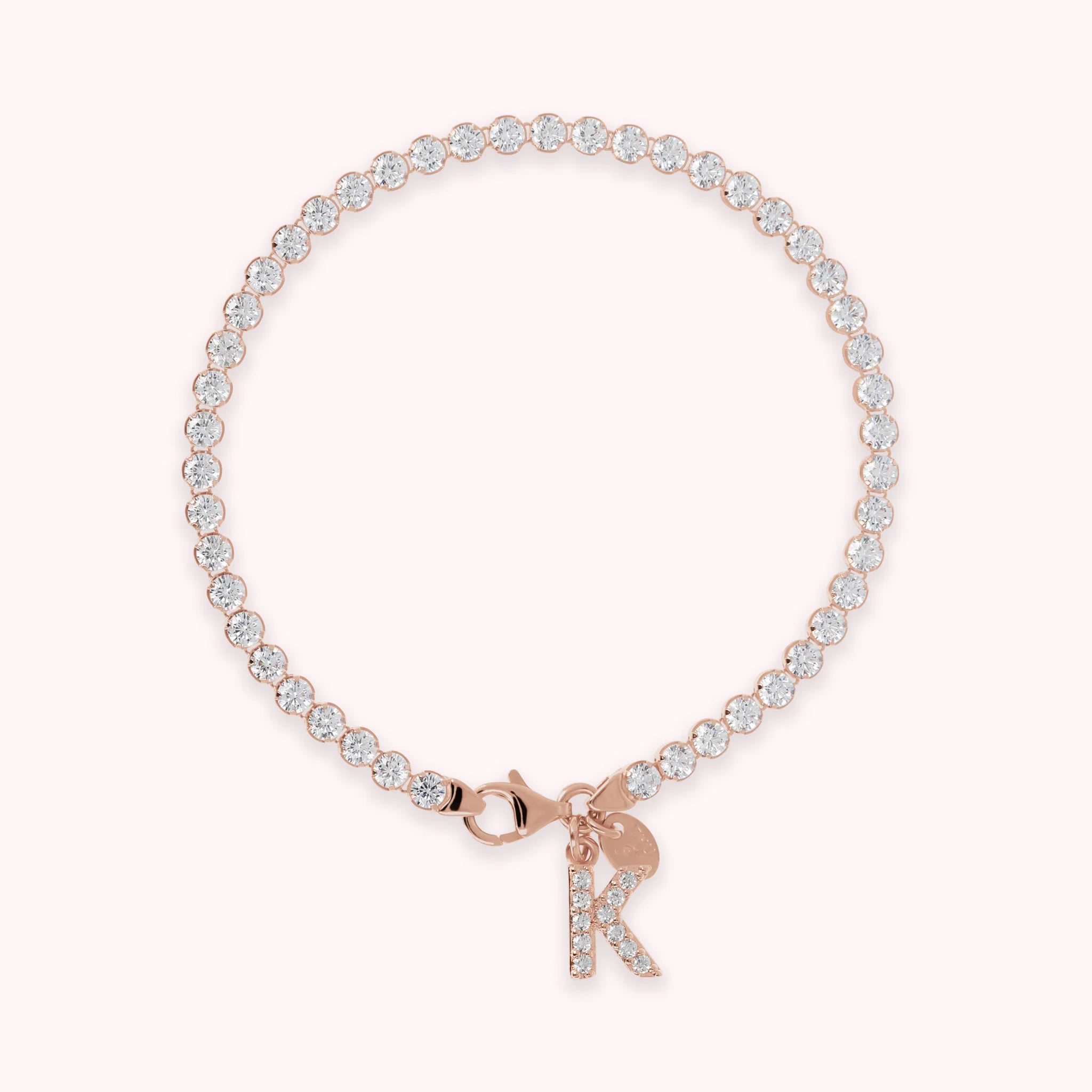 Bracciale Tennis in Cubic Zirconia con Ciondolo Lettera Pavé