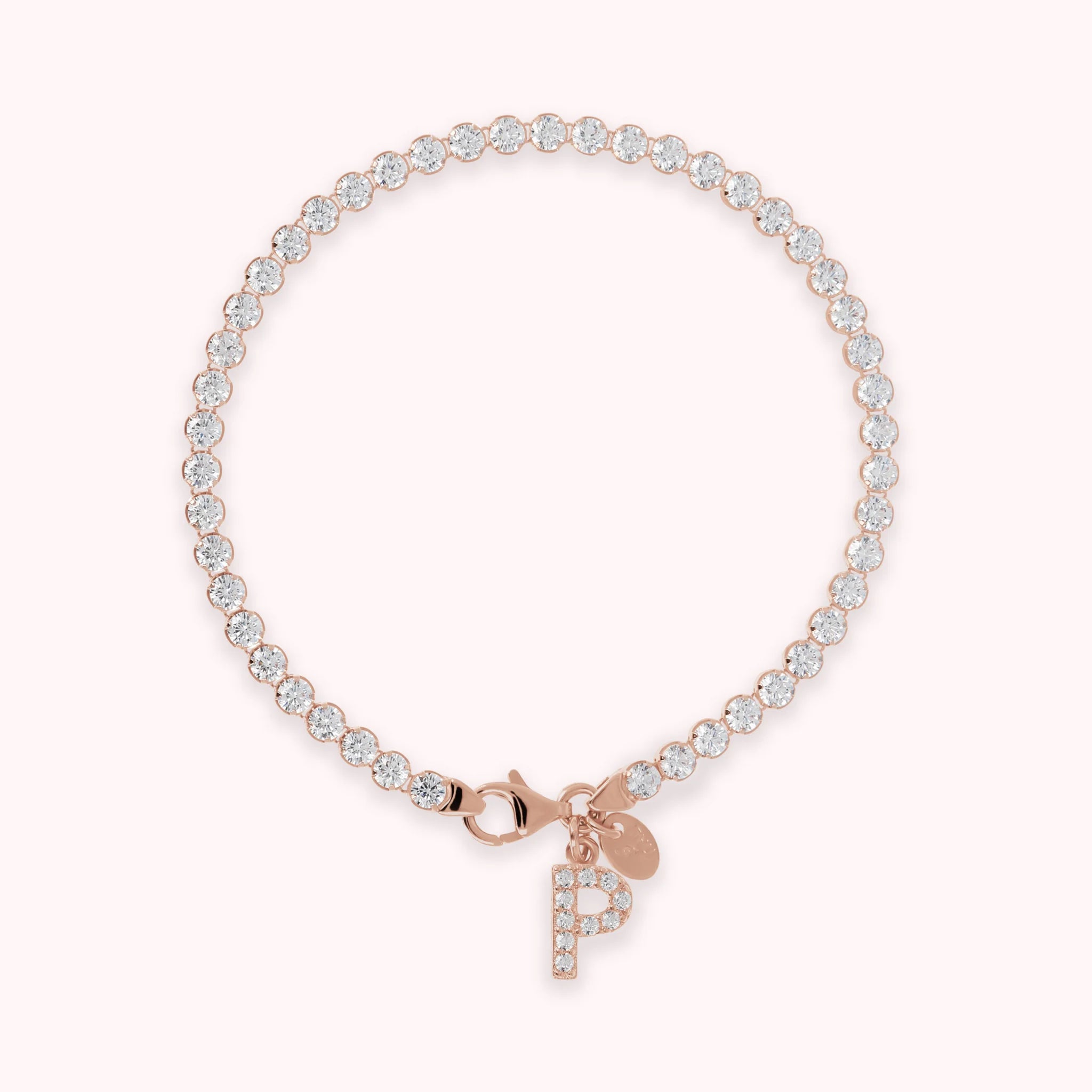 Bracciale Tennis in Cubic Zirconia con Ciondolo Lettera Pavé