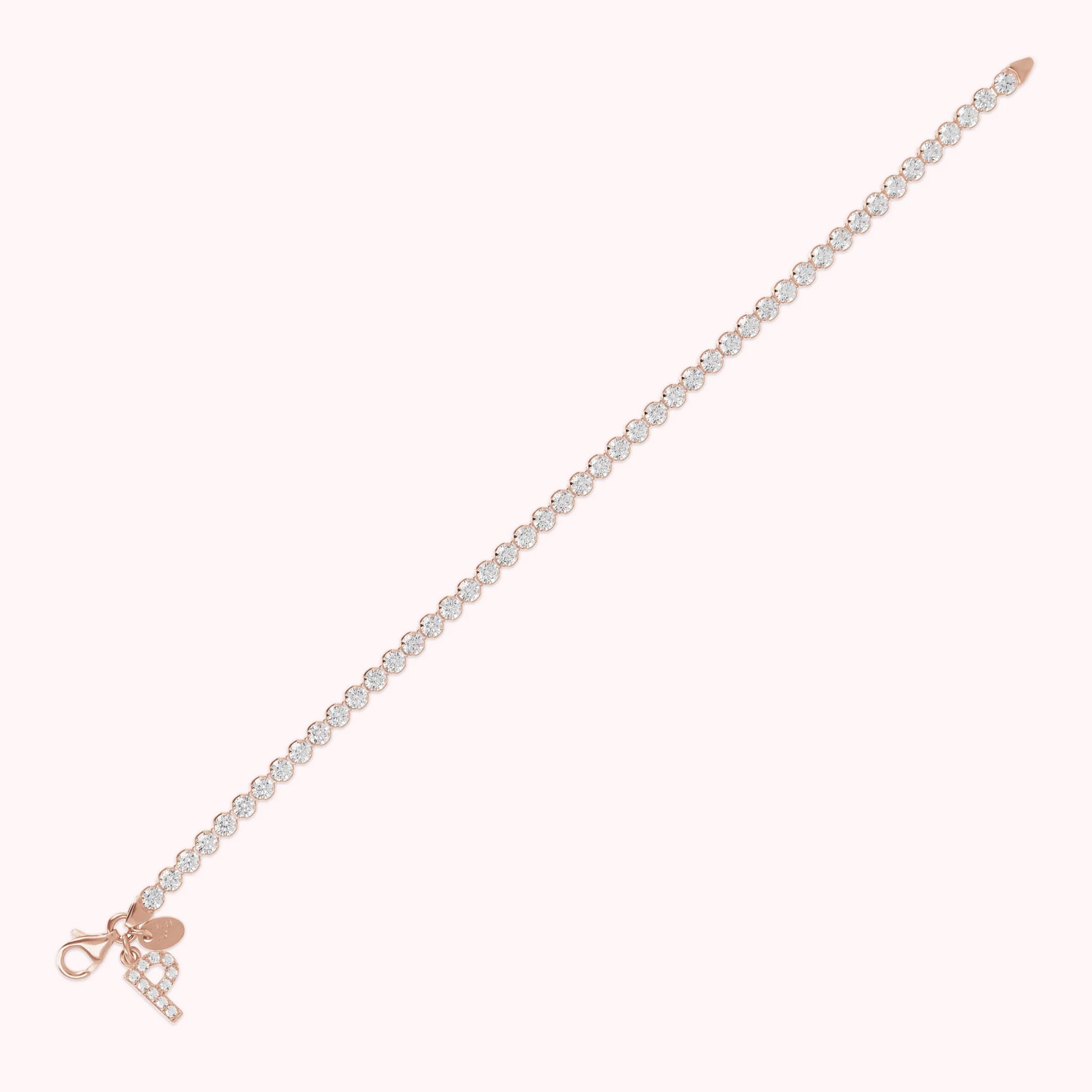 Bracciale Tennis in Cubic Zirconia con Ciondolo Lettera Pavé