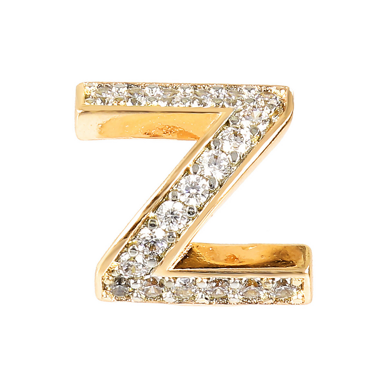 Golden Lobe Earrings with Pavé Letter in Cubic Zirconia