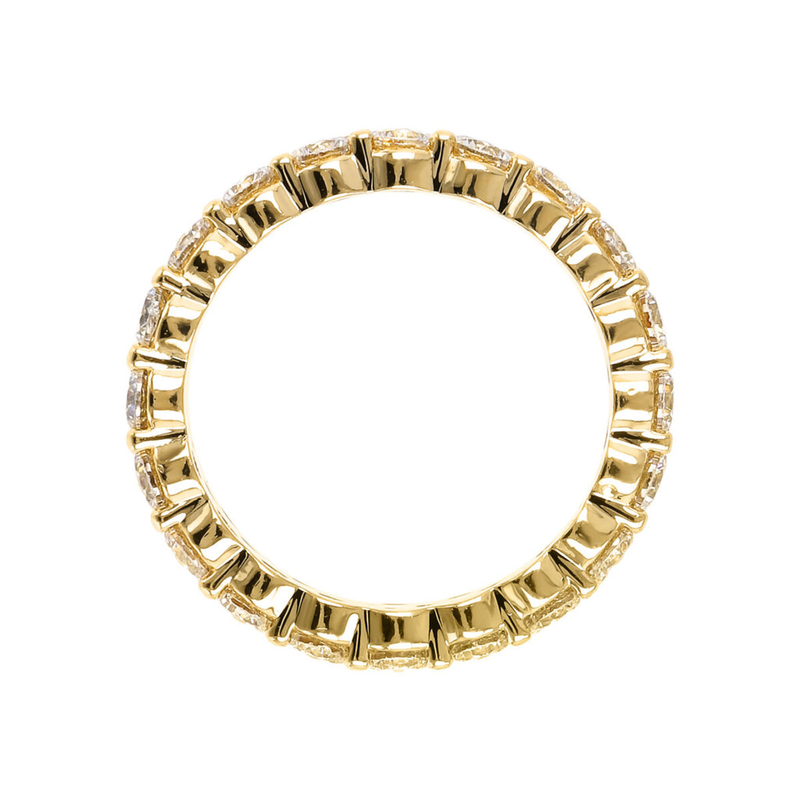 Golden Ring with Three Rows of Golden Cubic Zirconia