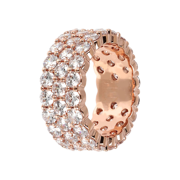 Ring with Three Rows of Cubic Zirconia